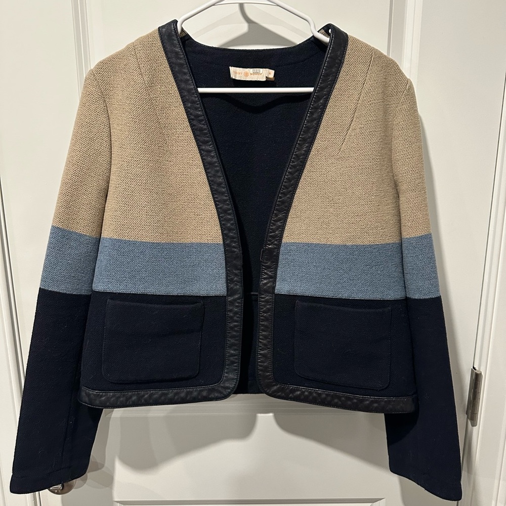 Tory Burch Navy Blue and khaki Wool Jacket